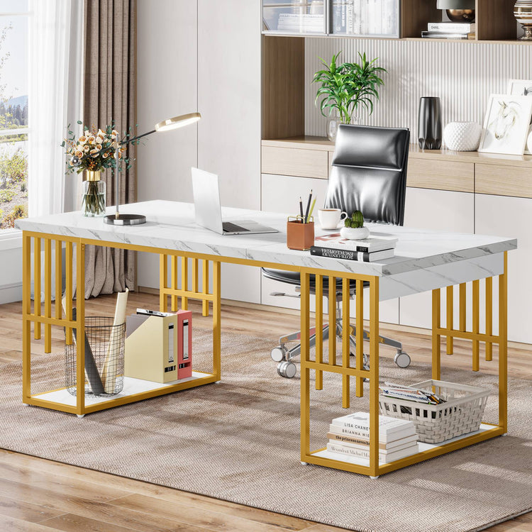 70.9" Executive Desk, Modern Computer Desk with Storage Tribesigns