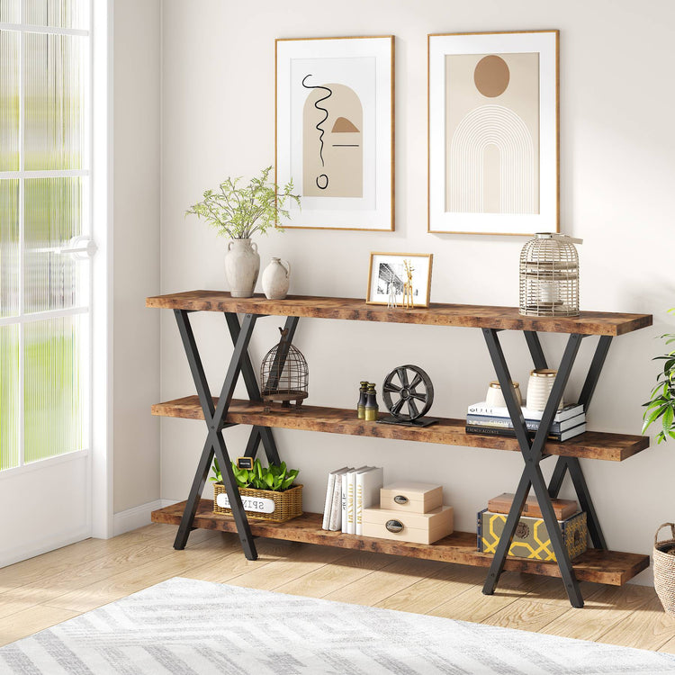 Console Table, 3-Tier Narrow Long Sofa Table with Storage Tribesigns