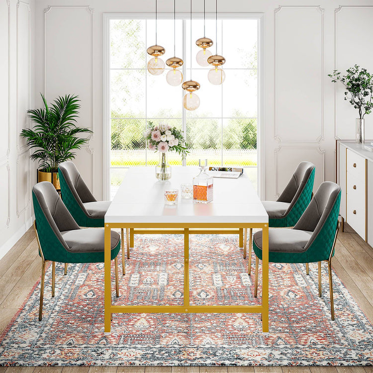 63" Dining Table, Rectangle Kitchen Table for 6 People Tribesigns