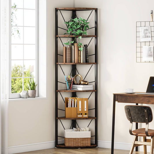 Tribesigns Corner Shelf, 5 Tier Corner Bookcase Small Shelving Unit Tribesigns