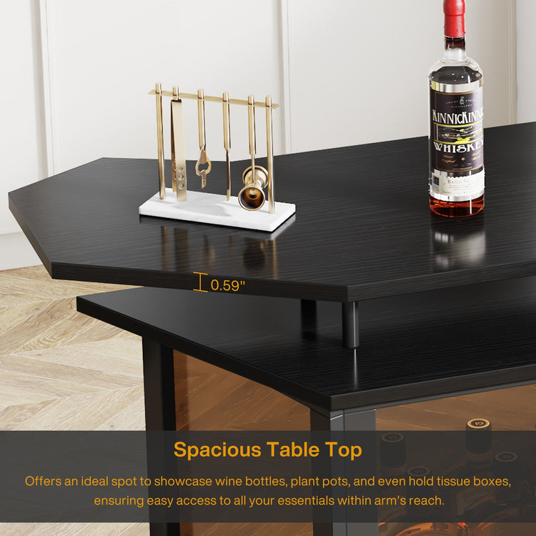 Home Bar Unit, 4-Tier MetalBar Cabinet with Tan Acrylic Curved Front Tribesigns