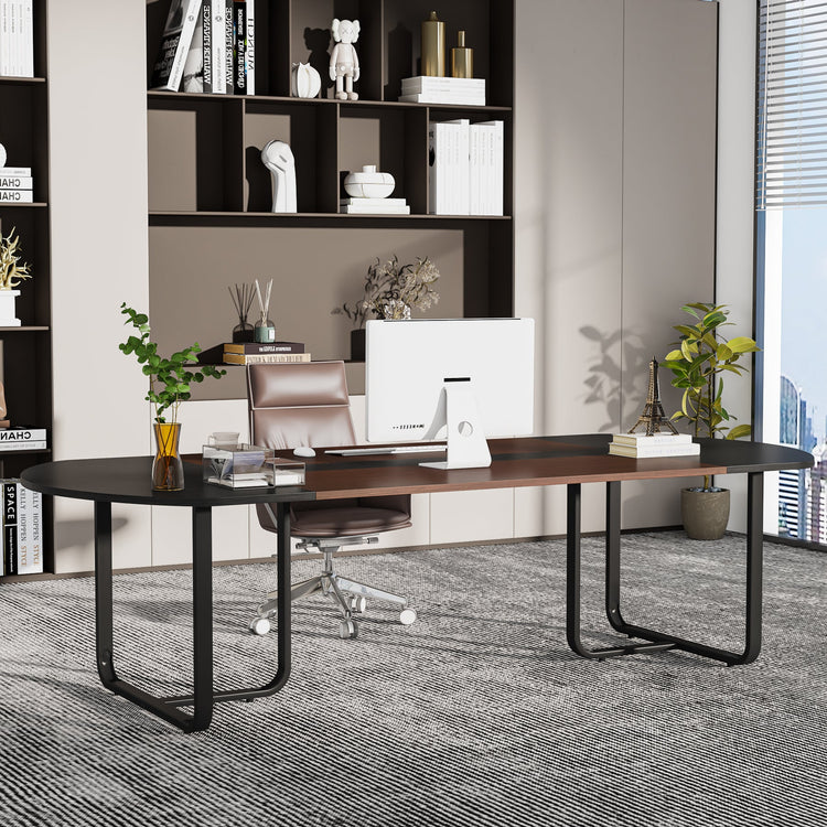 70.86" Oval Executive Desk, Modern Computer Meeting Table for Home Office Tribesigns