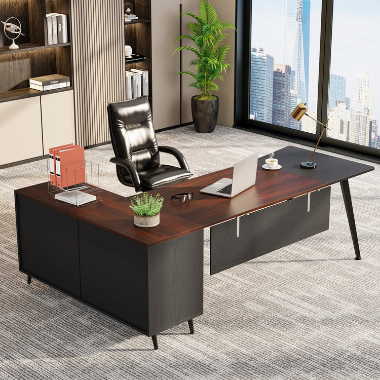 Tribesigns Executive Desk, 87” L-Shaped Computer Desk with 51” File Cabinet Tribesigns
