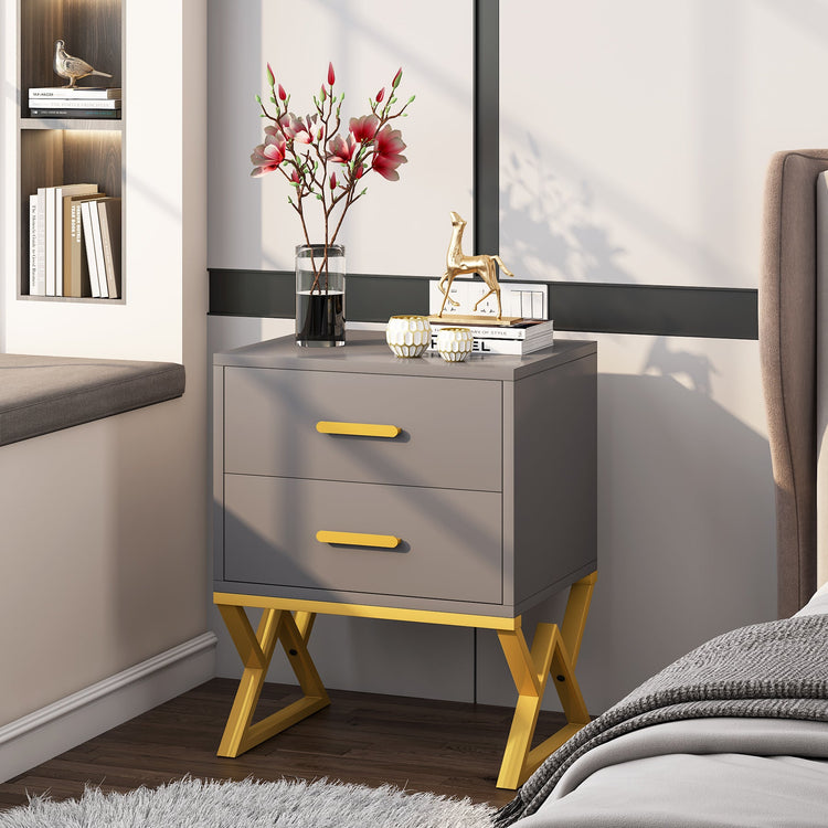 Nightstand, Modern Bedside Sofa Table with 2 Storage Drawers Tribesigns