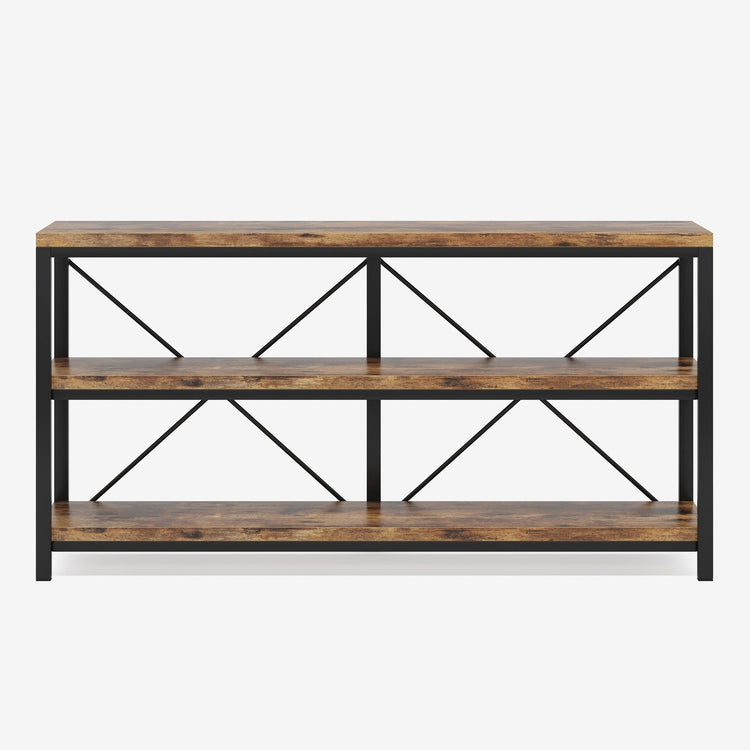 55" Console Table, Sofa Table TV Stand with 3-Tier Storage Shelves Tribesigns