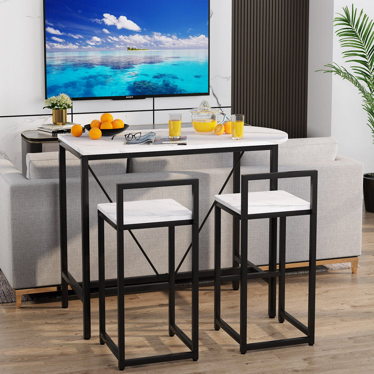 3-Piece Bar Table Set, Kitchen Pub Dining Table Tribesigns