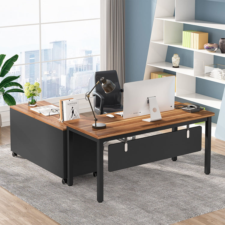 Tribesigns L-Shaped Desk, Executive Computer Desk with Storage Cabinet Tribesigns