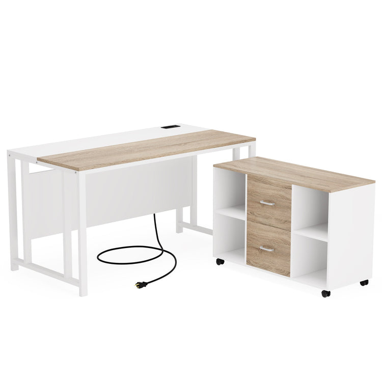 Tribesigns L-Shaped Desk, 55" Office Desk with 40" Mobile File Cabinet Tribesigns