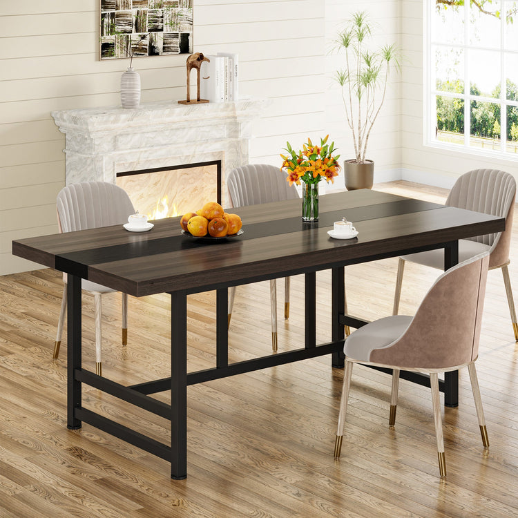Dinning Table 6 People, 70" Home & Kitchen Table with Metal Frame Tribesigns
