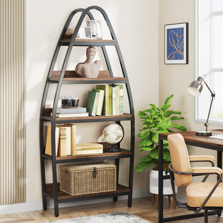 5-Tier Bookshelf, 69" Tall Open Etagere Bookcase Display Shelf Unit Tribesigns