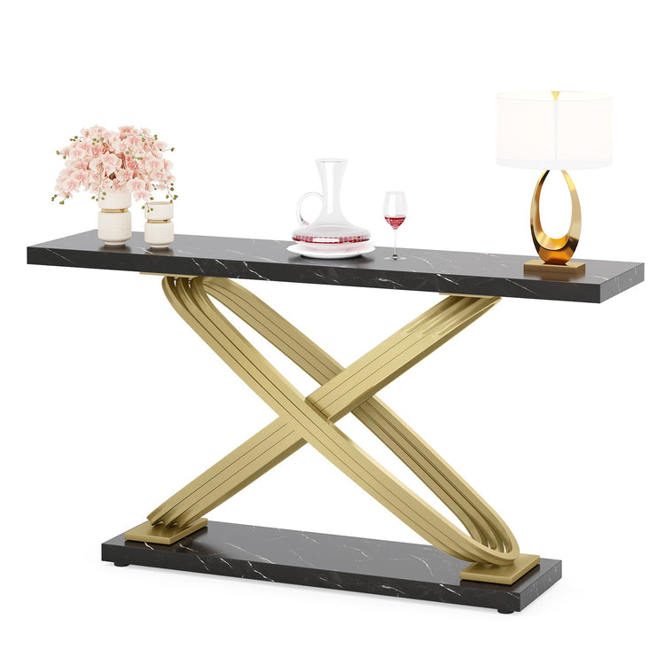 55" Console Table Modern Faux Marble Sofa Entryway Table Tribesigns