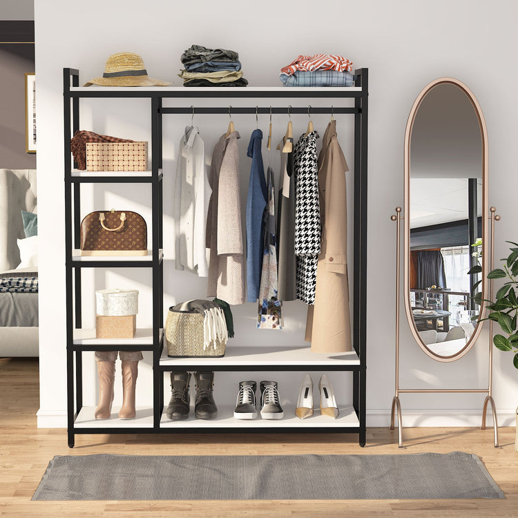 Freestanding Closet Organizer, Garment Rack with 6 Shelves Tribesigns