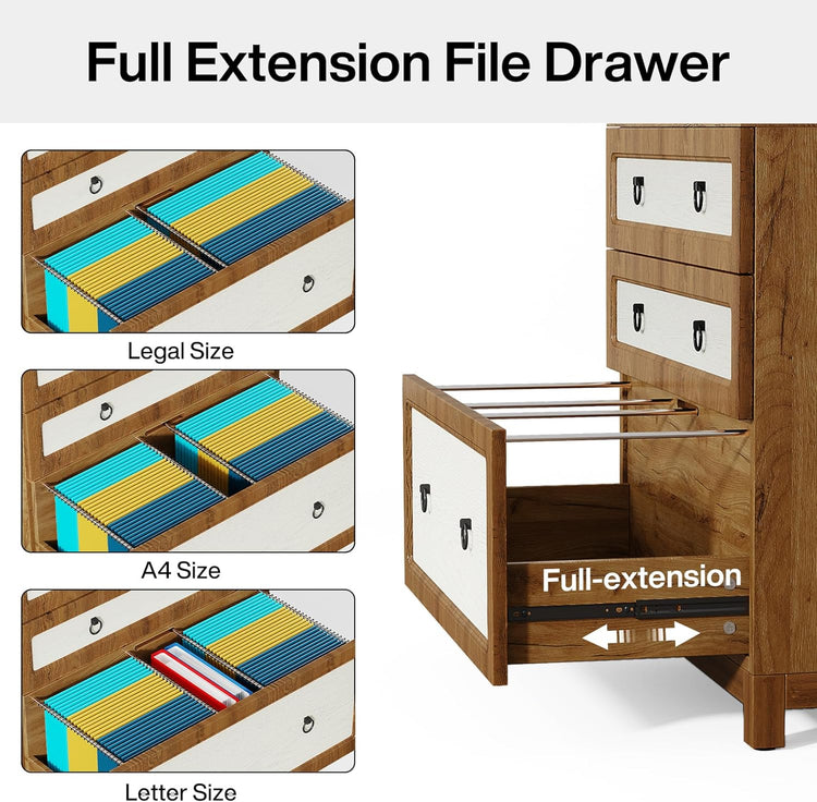 3-Drawer File Cabinet, Farmhouse Filing Cabinet for Legal/Letter/A4 Size Tribesigns