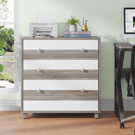 3-Drawer File Cabinet, Wood Filing Organization Storage Cabinet Tribesigns