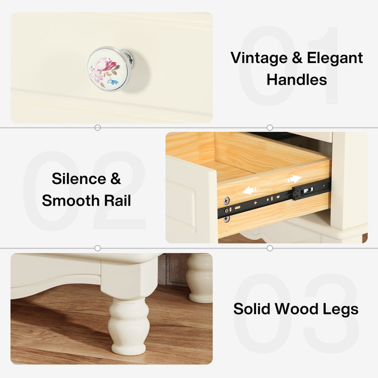 3-Drawer Nightstand, All-Wood Bedside Table Farmhouse End Table Tribesigns