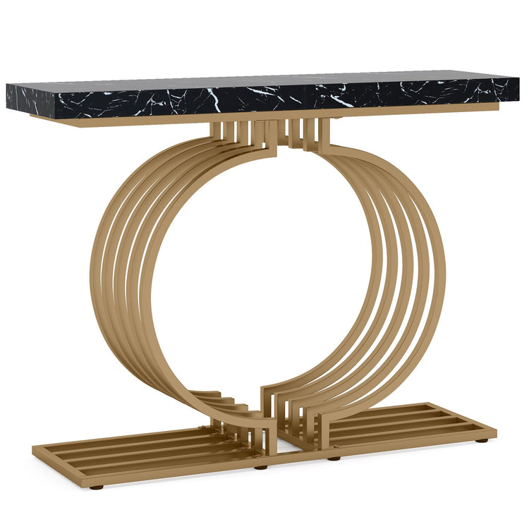 39.37" Console Table, Geometric Entryway Sofa Table with Metal Base Tribesigns