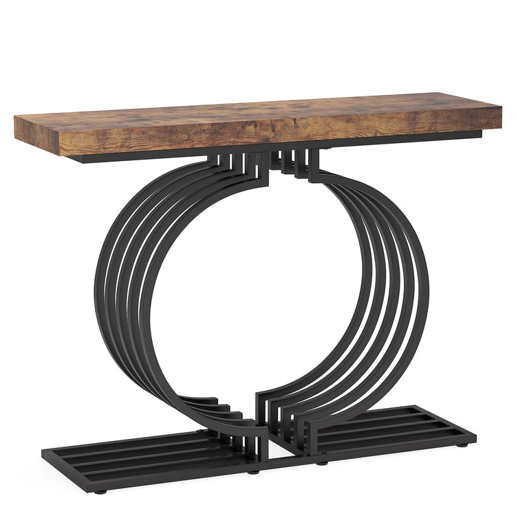 39.37" Console Table, Geometric Entryway Sofa Table with Metal Base Tribesigns