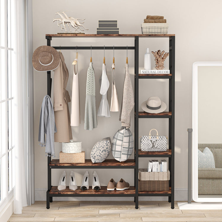 Freestanding Closet Organizer, Garment Rack with 4-Tier Shelves Tribesigns