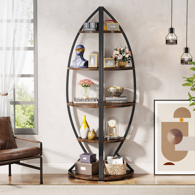 Tribesigns Corner Shelf, 69" Corner Bookshelf Storage Rack with 5-Tier Shelves Tribesigns