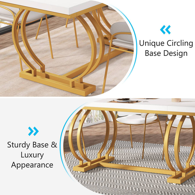 Tribesigns Executive Desk, 70.9" Modern Computer Desk with Gold Metal Frame Tribesigns