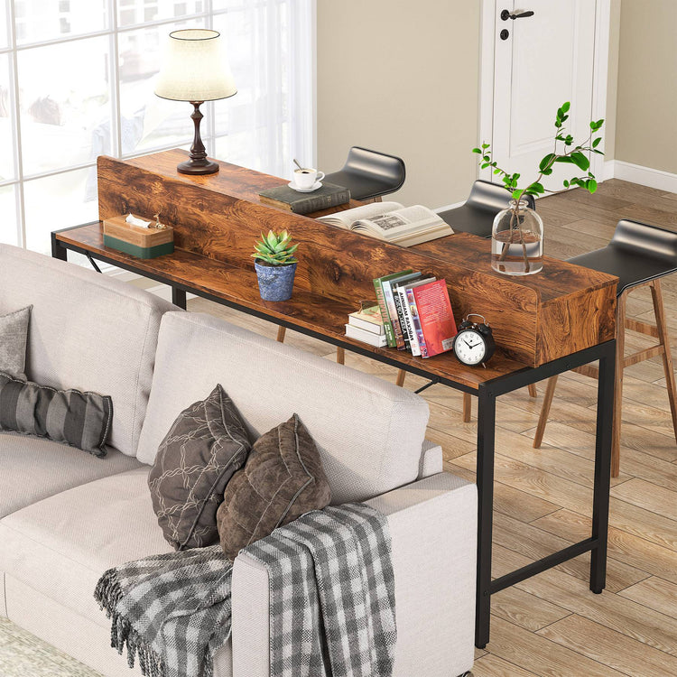 2-Tier Console Table, 70.9" Sofa Hallway Table with Open Shelves Tribesigns