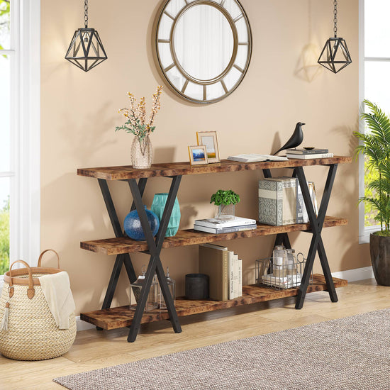 Console Table, 3-Tier Narrow Long Sofa Table with Storage Tribesigns
