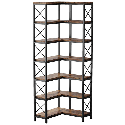 Tribesigns Corner Bookshelf, 7-Tier Tall Corner Bookcase Storage Display Rack Tribesigns