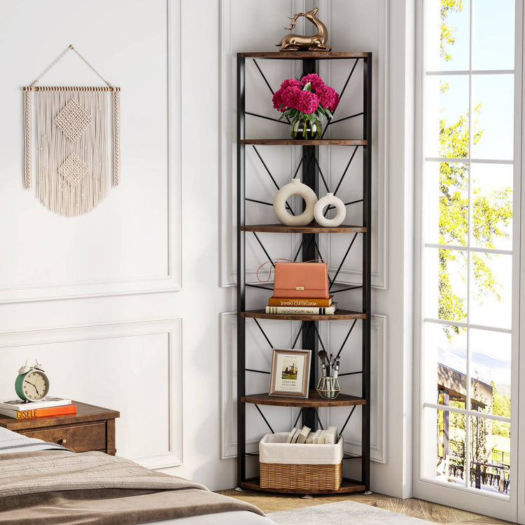 Tribesigns Corner Shelf, 5 Tier Corner Bookcase Small Shelving Unit Tribesigns