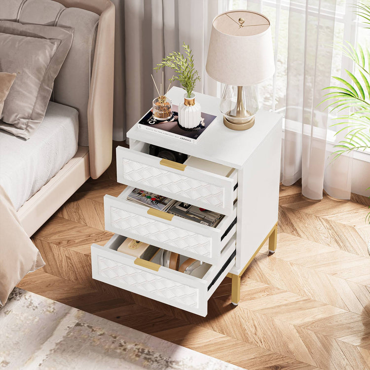 Nightstand, 3-Drawer Modern Beside Table End Table Tribesigns