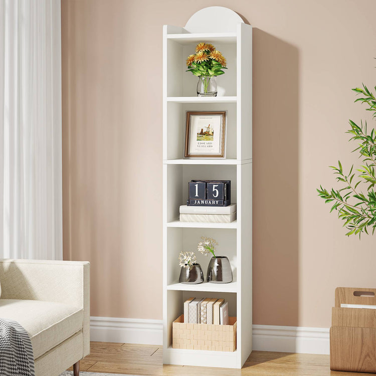Tribesigns Bookcase, Narrow 5 Cube Storage Organizer Bookshelf for Small Space Tribesigns