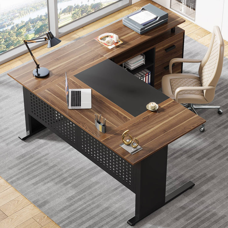 Tribesigns L-Shaped Desk, 63" Computer Executive Desk with File Cabinet Tribesigns