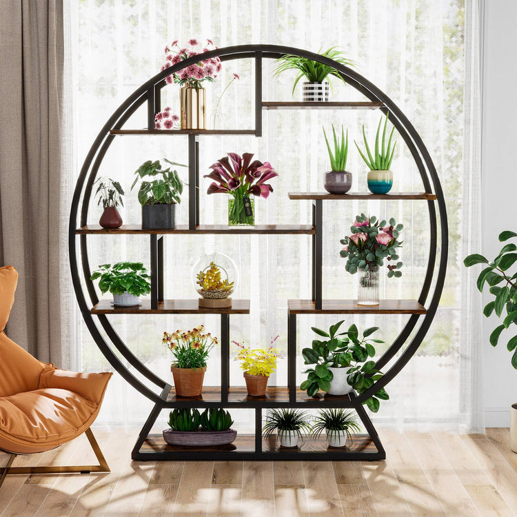 Plant Stand, 63" Round Flower Pot Plant Rack with 8 Shelves Tribesigns