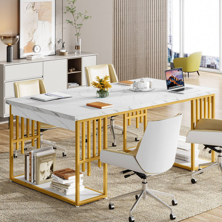 70.9" Executive Desk, Modern Computer Desk with Storage Tribesigns