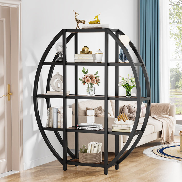 5-Tier Bookshelf, 69" Industrial Etagere Bookcase Storage Shelf Tribesigns
