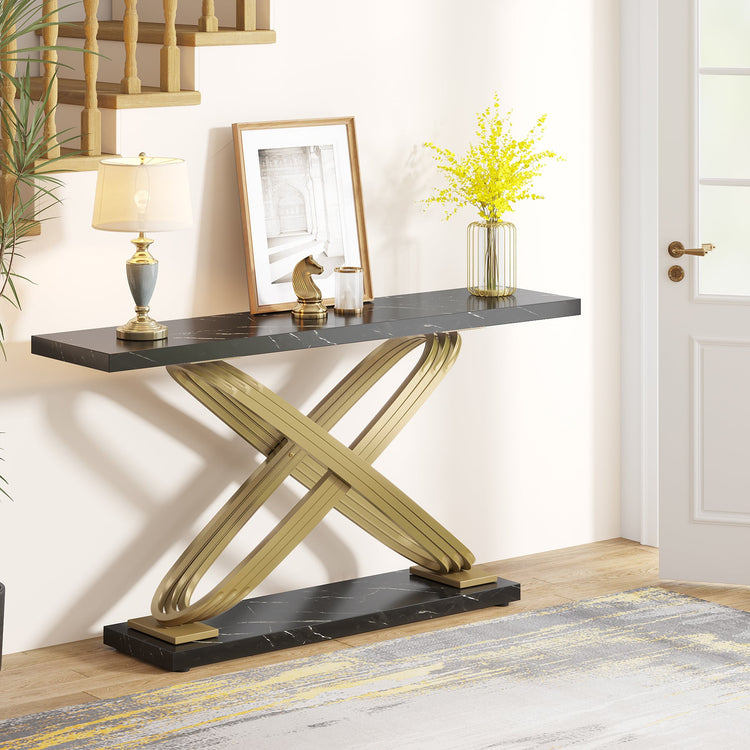 55" Console Table Modern Faux Marble Sofa Entryway Table Tribesigns