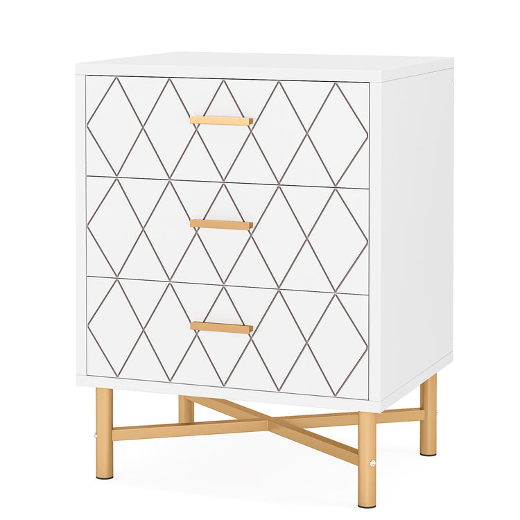 Nightstand, Modern Bedside Table with 3 Drawers, Sofa End Table Tribesigns