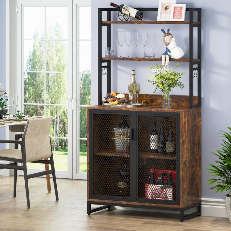 Kitchen Bakers Rack with Hutch, 5 Tier Kitchen Utility Storage Shelf Tribesigns