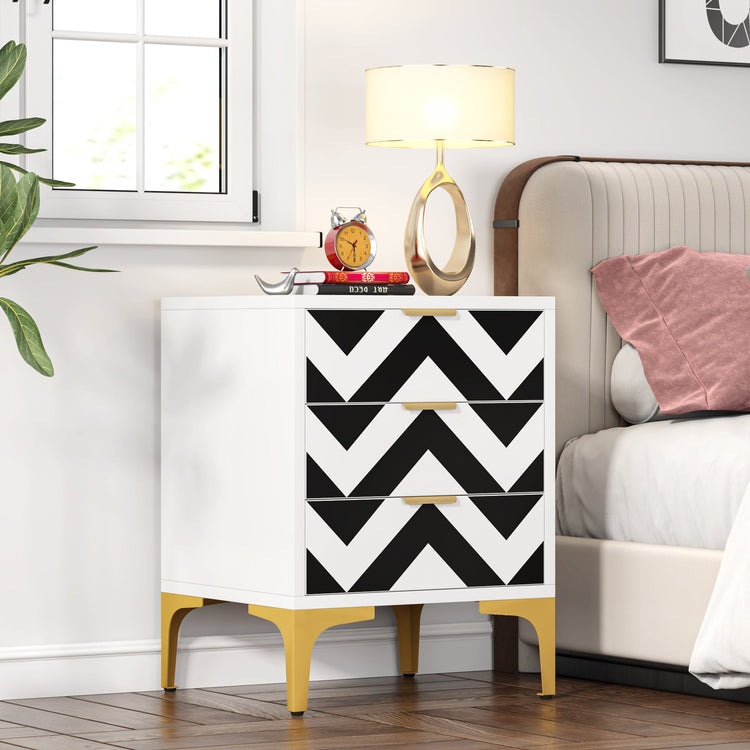Nightstand, Modern 3-Drawer End Table Bedside Table for Bedroom Tribesigns