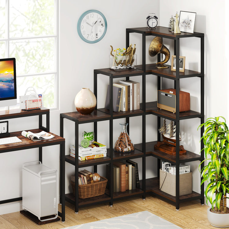 Tribesigns Corner Bookshelf, 5-Tier Ladder Corner Etagere Bookcase Tribesigns