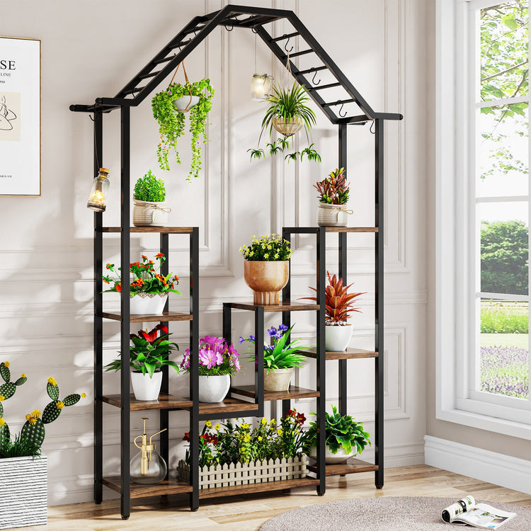 11-Tier Plant Stand with 10 S-Hooks, 71.3" Plant Rack Flower Stand Tribesigns