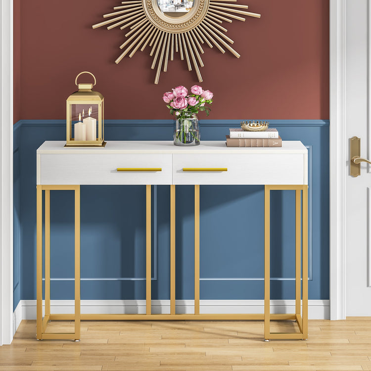 Console Table, Modern Sofa Couch Table with 2-Drawer Tribesigns