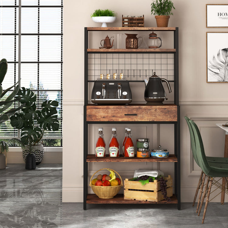 Kitchen Baker's Rack, 5-Tier Kitchen Storage Shelf with Hutch Tribesigns