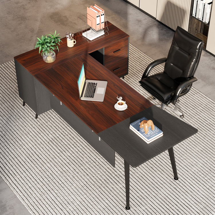 Tribesigns Executive Desk, 87” L-Shaped Computer Desk with 51” File Cabinet Tribesigns