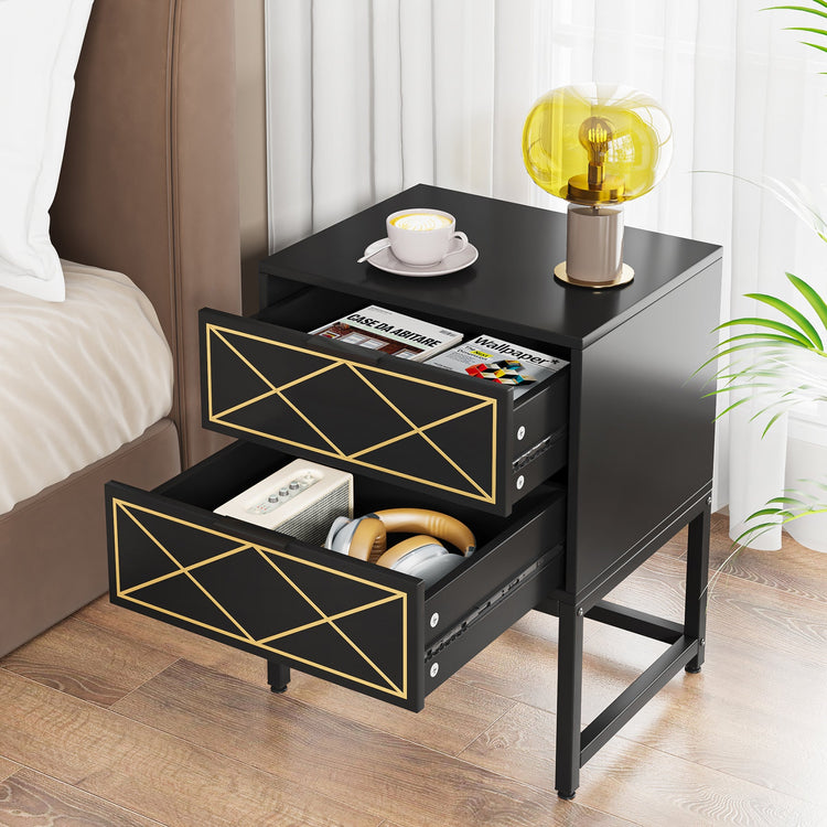 Nightstand, Modern Bedside Table Sofa End Table with 2 Drawers Tribesigns