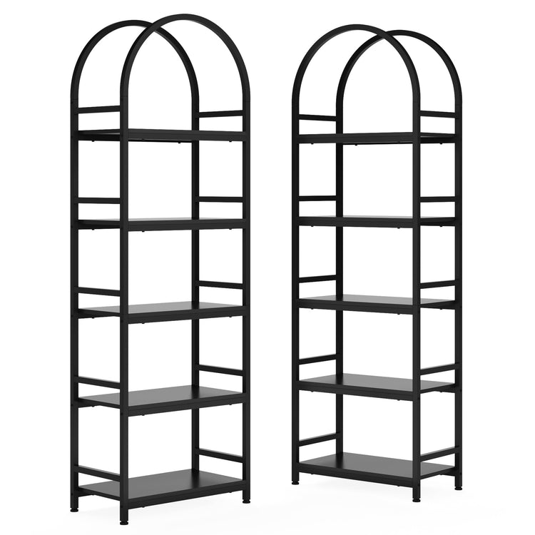 4-Tier / 5-Tier Bookshelf, Arched Bookcase Display Rack with Storage Shelves Tribesigns