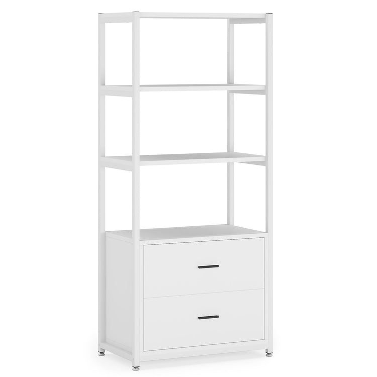 4-Tier Bookshelf Etagere Display Bookcase with 2 Drawers Tribesigns