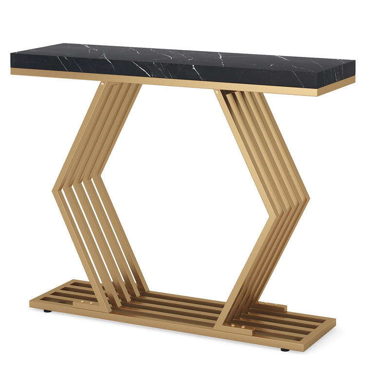 42" Console Table, Narrow Sofa Foyer Table with Metal Base Tribesigns