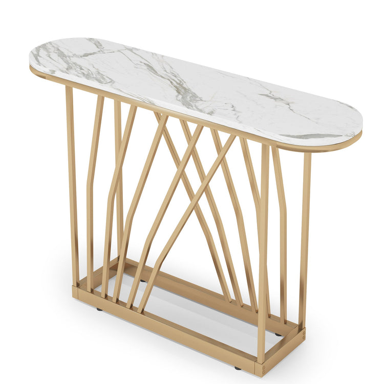 43" Console Table, Modern Sofa Couch Table with Faux Marble Tribesigns