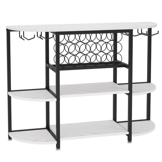 47 Inch Wine Rack, Freestanding Wine Bar Cabinet with Storage Shelves Tribesigns