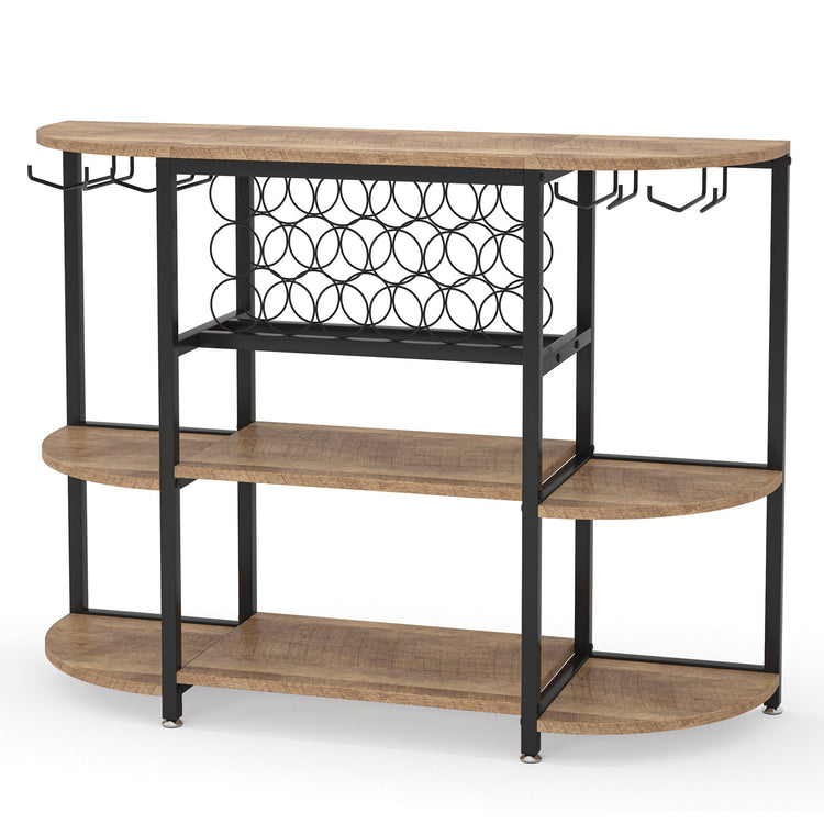 47 Inch Wine Rack, Freestanding Wine Bar Cabinet with Storage Shelves Tribesigns